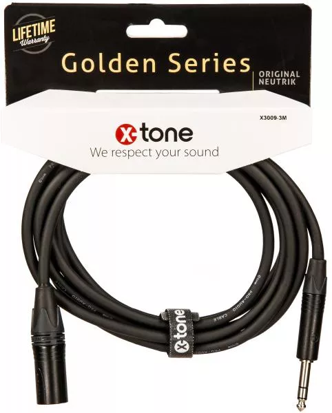 Câble X-tone X3009-3M XLR(M) / JACK(M) 6.35 TRS Golden Series