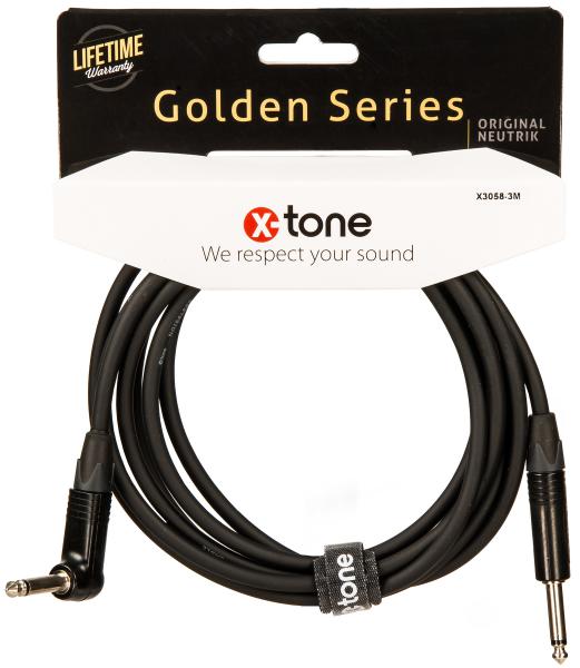 Câble X-tone X3058-3M Instrument Cable Right/Angled 3m Golden Series