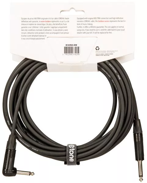 Câble X-tone X3058-6M Instrument Cable Right/Angled 6m Golden Series