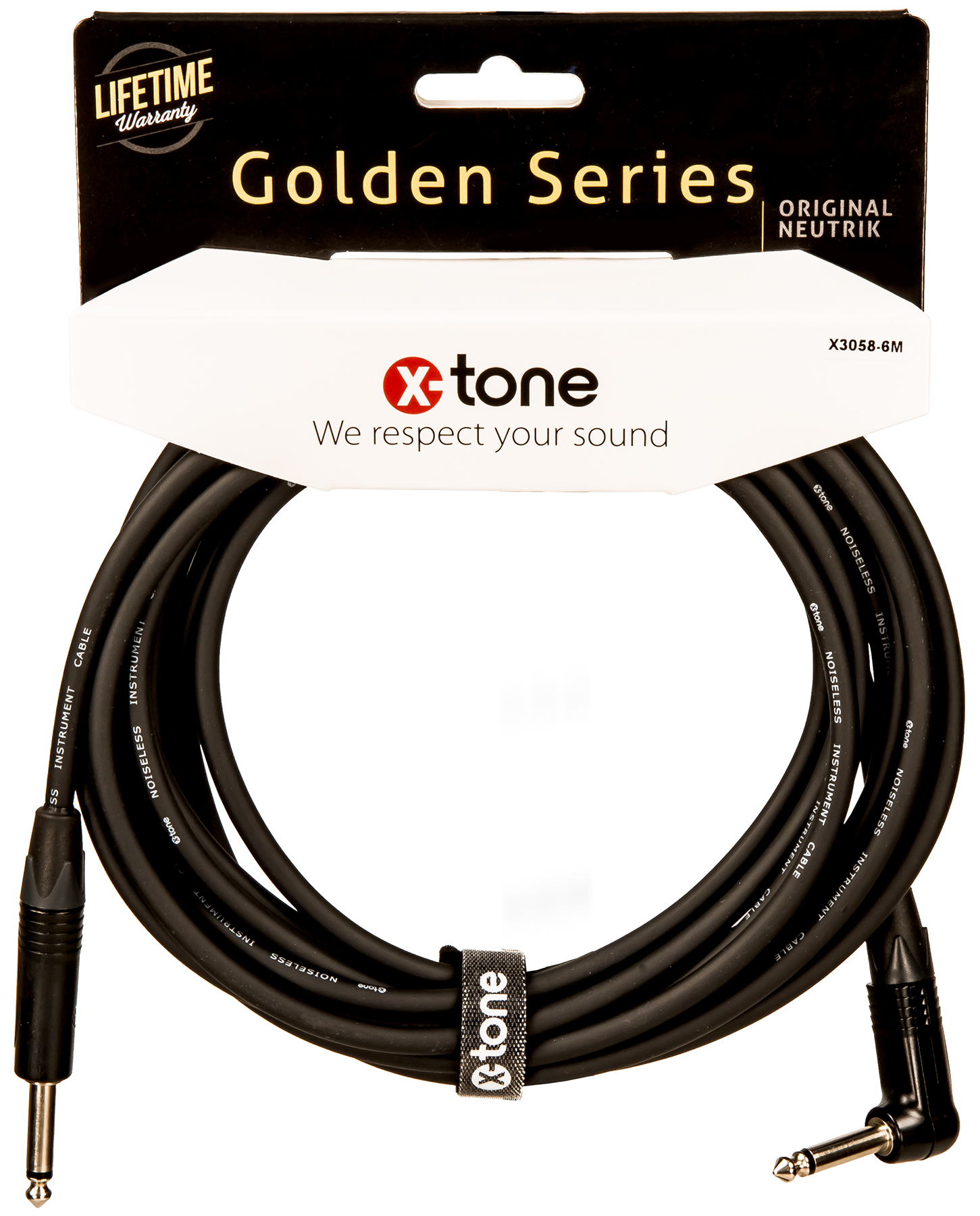 X-tone X3058-6m Instrument Cable Golden Series Neutrik Droit/coude 6m - CÂble - Variation 1