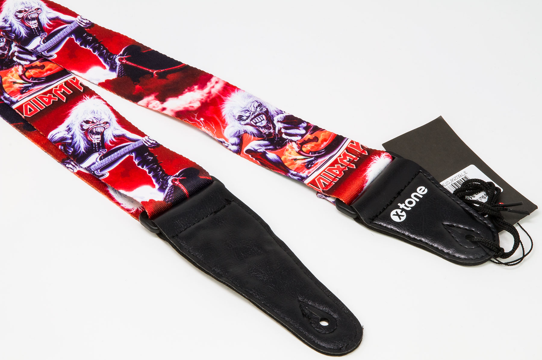 X-tone Xg 3106 Nylon Guitar Strap Skull With Hair Black & Red - Sangle Courroie - Variation 1