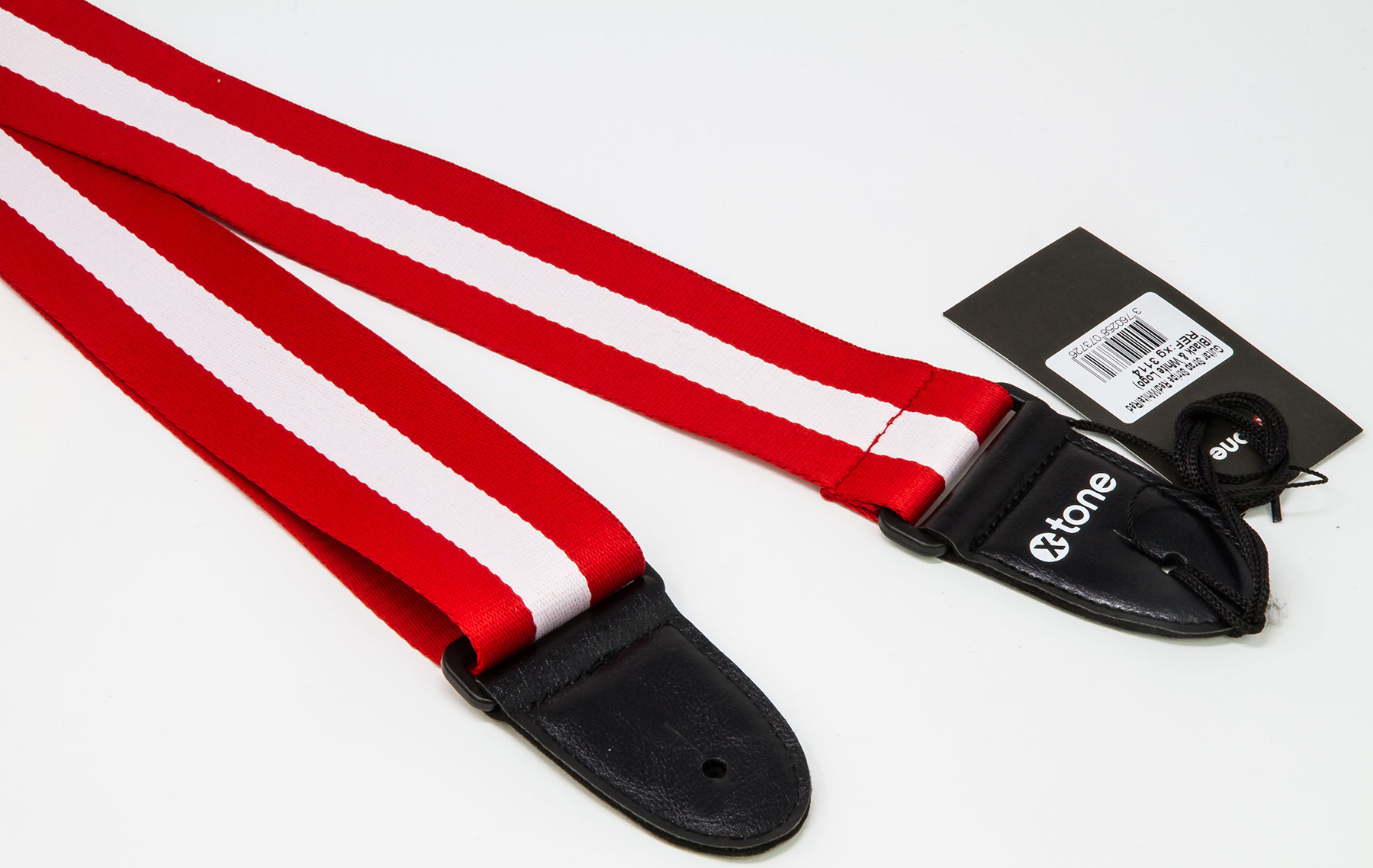 X-tone Xg 3114 Nylon Guitar Strap Stripe Red & White - Sangle Courroie - Variation 1