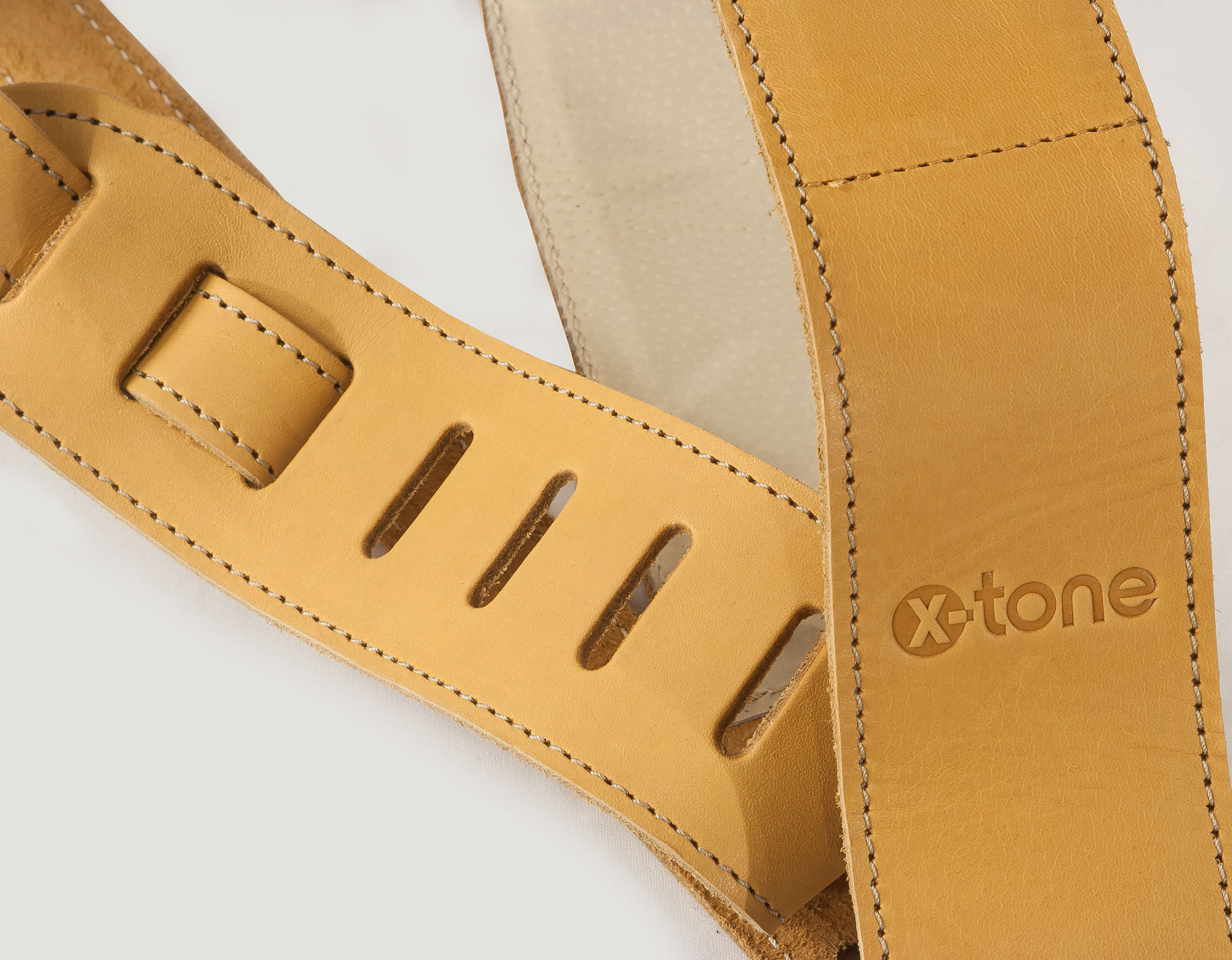 X-tone Xg 3154 Classic Plus Leather Guitar Strap Cuir RembourrÉe Brownstone Beige - Sangle Courroie - Variation 1