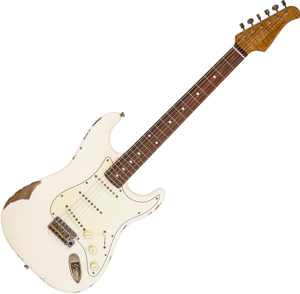 Guitare électrique solid body Xotic California Classic XSC-1 Alder #1624R - Heavy aging vintage white