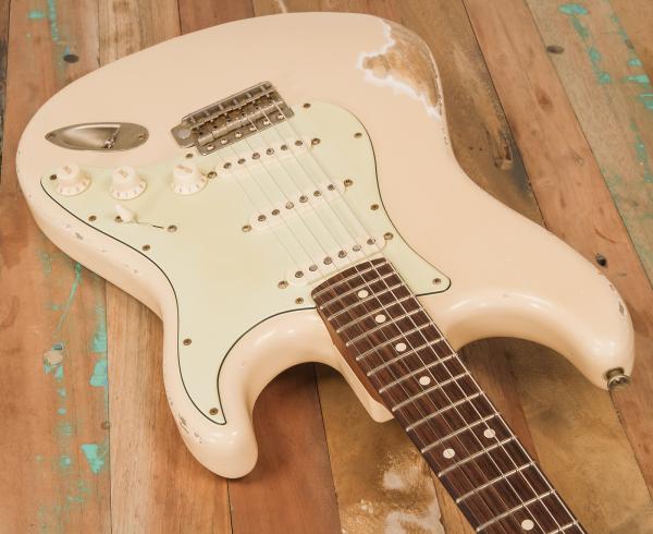 Guitare électrique solid body Xotic California Classic XSC-1 Ash #2104 - heavy aging aged white