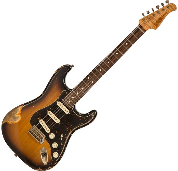 Guitare électrique solid body Xotic California Classic XSC-1 Ash #2088 - Heavy aging 2 tone burst