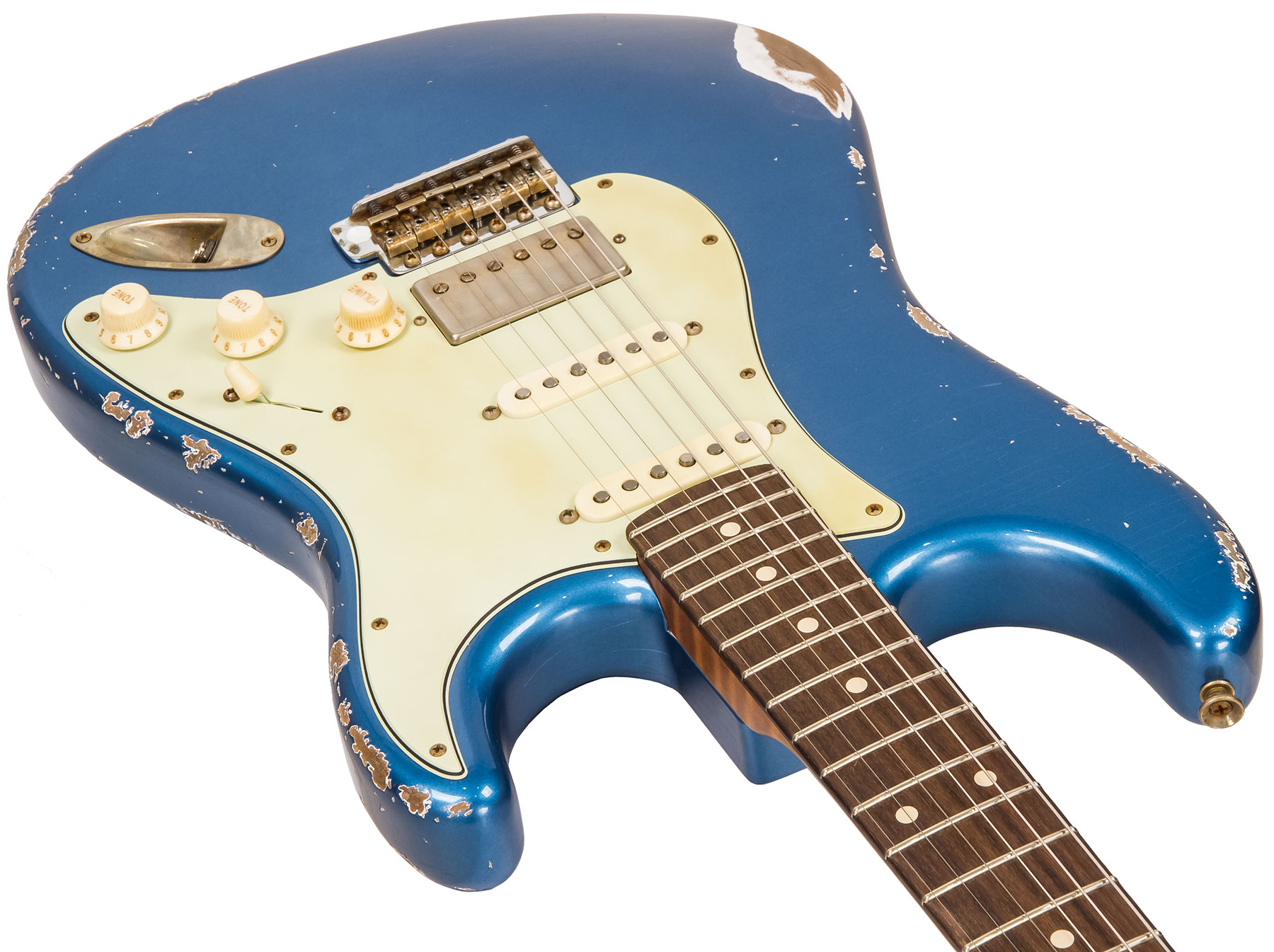 Xotic Xsc-2 Alder California Class Hss Rw #1628 - Heavy Aging Lake Placid Blue - Guitare Électrique Forme Str - Variation 2
