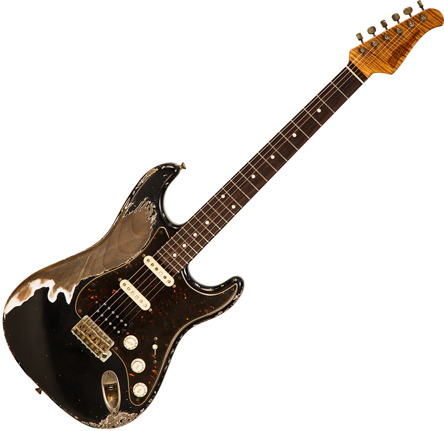 Xotic Xsc-2 Alder California Class Hss Trem Mn #2100 - Super Heavy Aging Black - Guitare Électrique Forme Str - Main picture