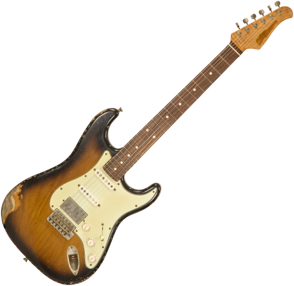 Guitare électrique solid body Xotic California Classic XSC-2 Ash #2086 - Heavy aging 2 tone burst