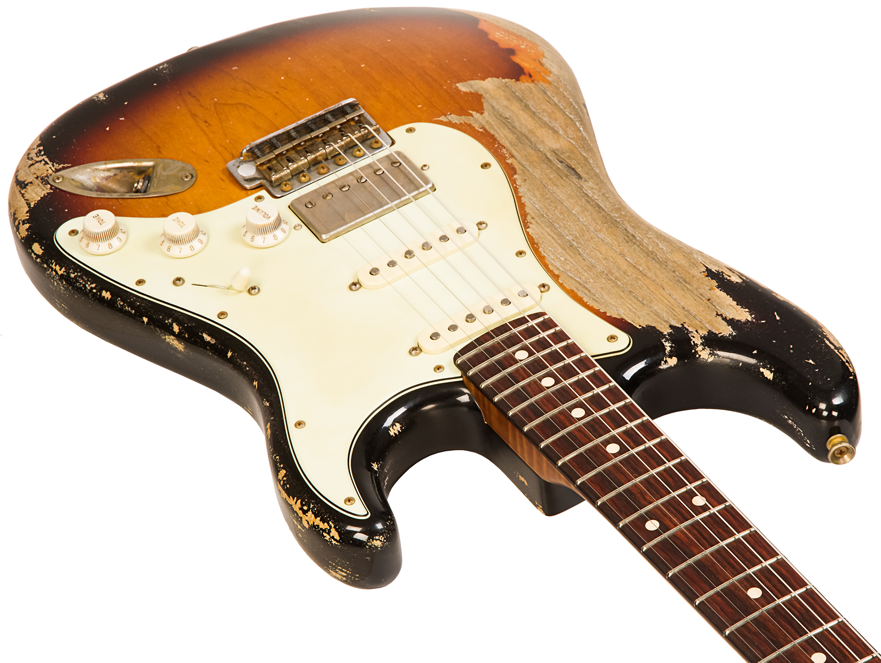 Xotic Xsc-2 Ash Calif. Class Hss Rw #2090 - Super Heavy Aging 3 Tone Burst - Guitare Électrique Forme Str - Variation 1