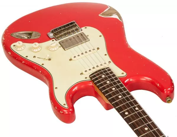 Guitare électrique solid body Xotic California Classic XSC-2 Ash #2091 - heavy aging fiesta red