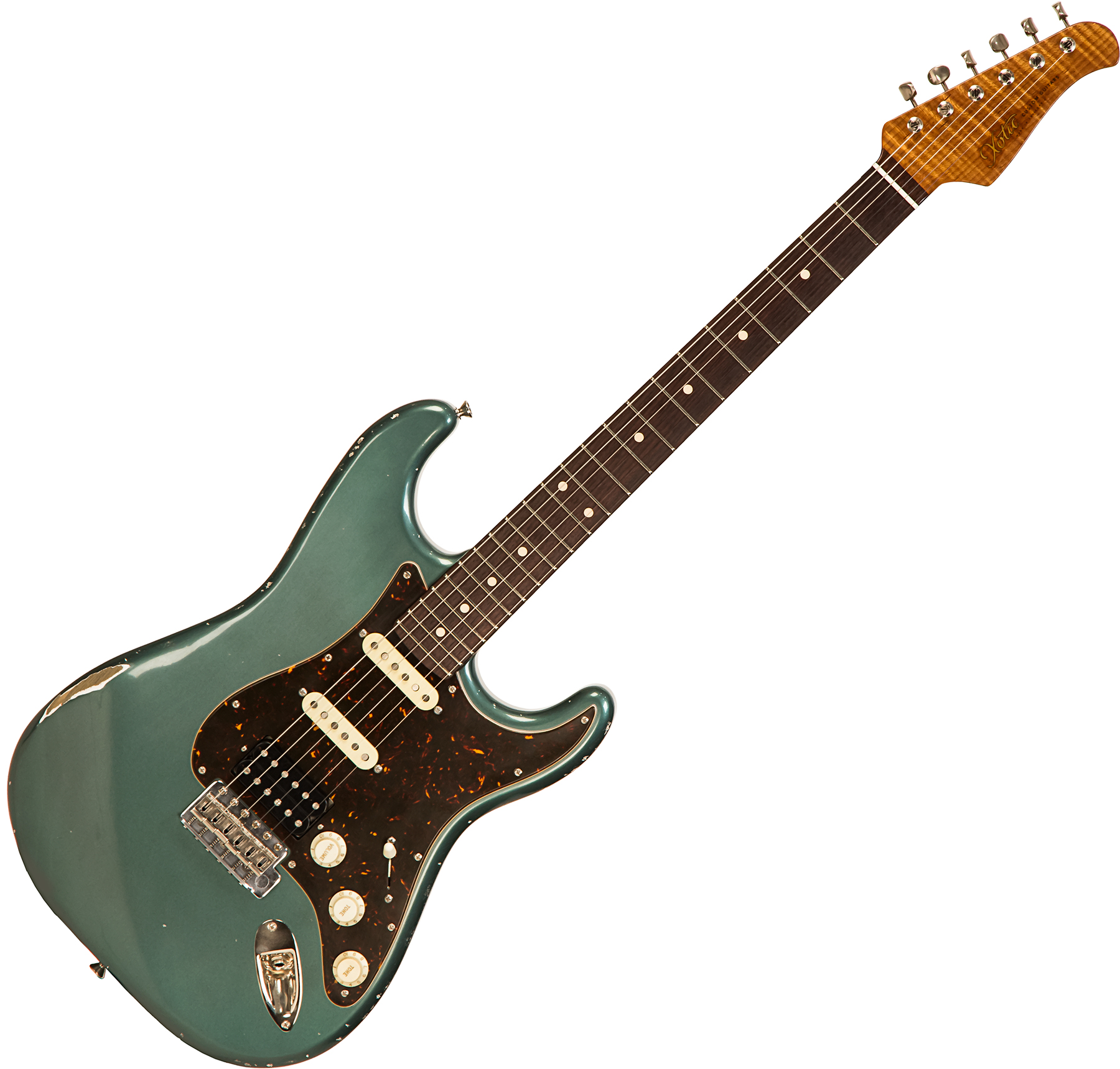 Xotic Xsc-2 Ash Calif. Class Hss Trem Rw #2094 - Medium Aging Sherwood Green - Guitare Électrique Forme Str - Main picture