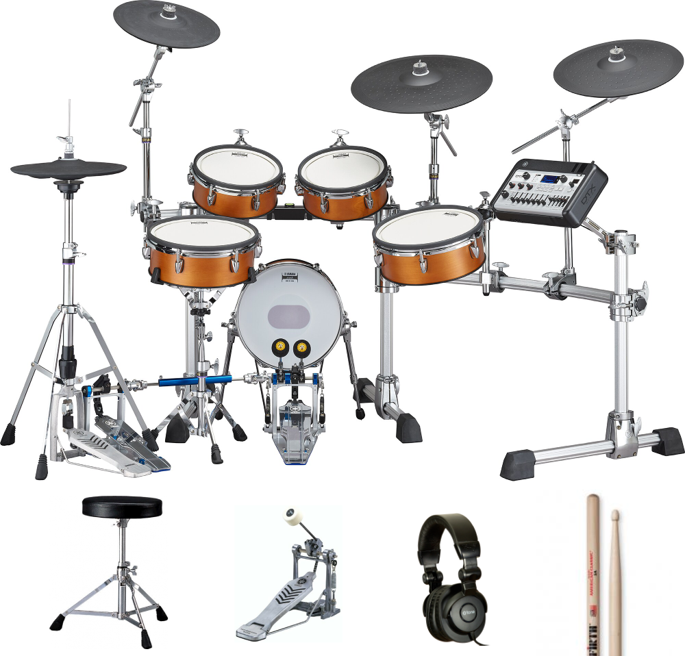 Yamaha Dtx10k-x Real Wood Bundle Complet - X-hp1 + Ds550u + Fp2710a + Vic5a - Pack Batterie - Main picture