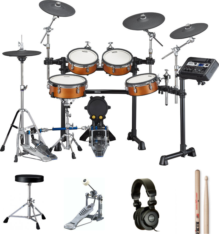 Yamaha Dtx8k-x Real Wood Bundle Complet - X-hp1 + Ds550u + Fp2710a + Vic5a - Pack Batterie - Main picture