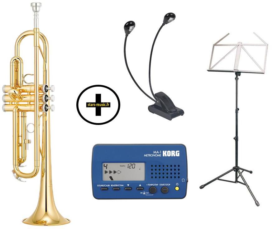 Trompette étude Yamaha YTR-2330 + métronome + pupitre + lampe