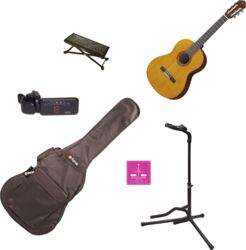 Pack guitare classique Yamaha CS40 II +Housse +Stand +Accordeur +Repose-pied - Natural