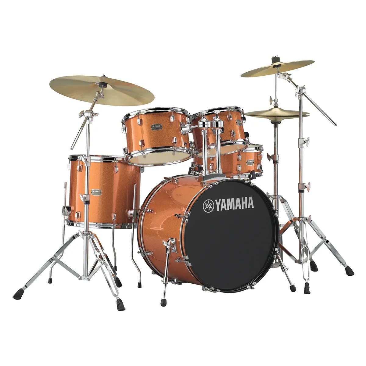 Yamaha Rydeen Fusion 20'' + Set Cymbale Paiste 101 - 5 FÛts - Orange Glitter - Batterie Acoustique Fusion - Variation 3