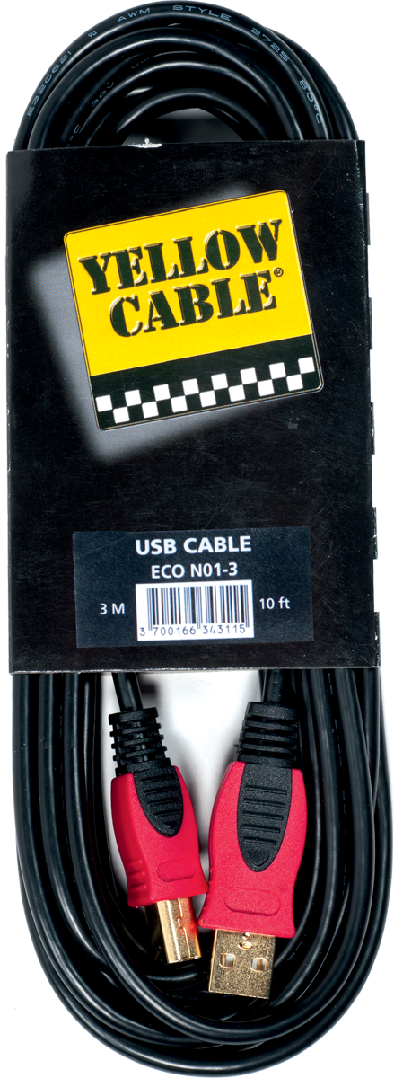 Yellow Cable Usb A Male Vers B Male 3m - - CÂble - Main picture