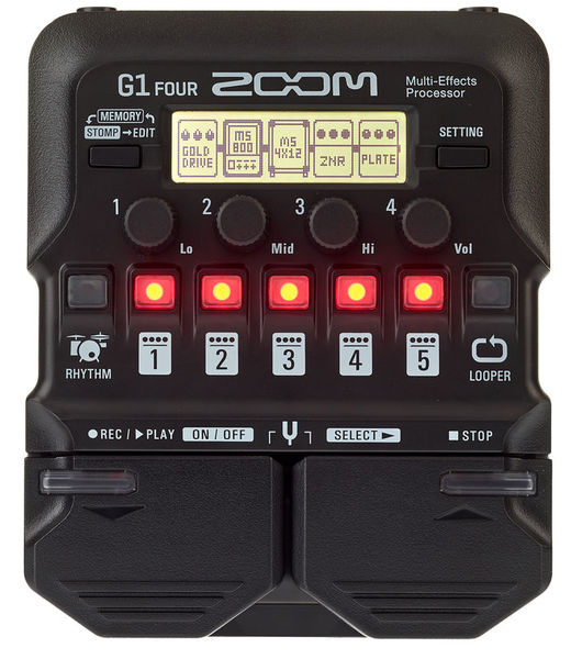 pedale d'effet zoom, pédale d'effet pour guitare électrique, multi-effets en pédalier, ZOOM G1 FOUR